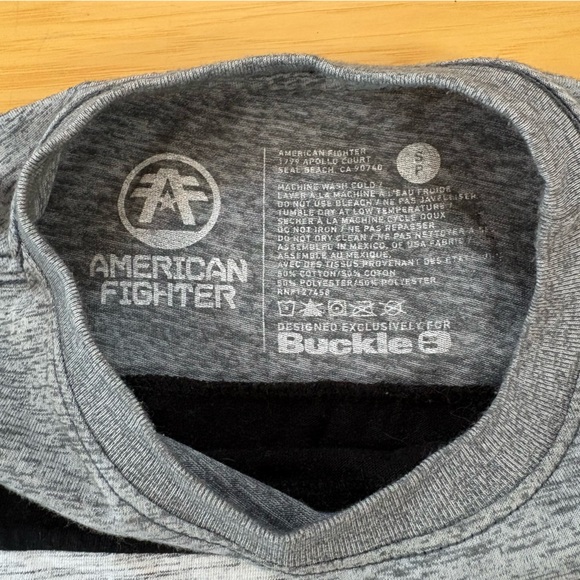 American Fighter Tee Shirt Mens Sz S Gray Color block Short Sleeve Double Sided - Picture 4 of 6